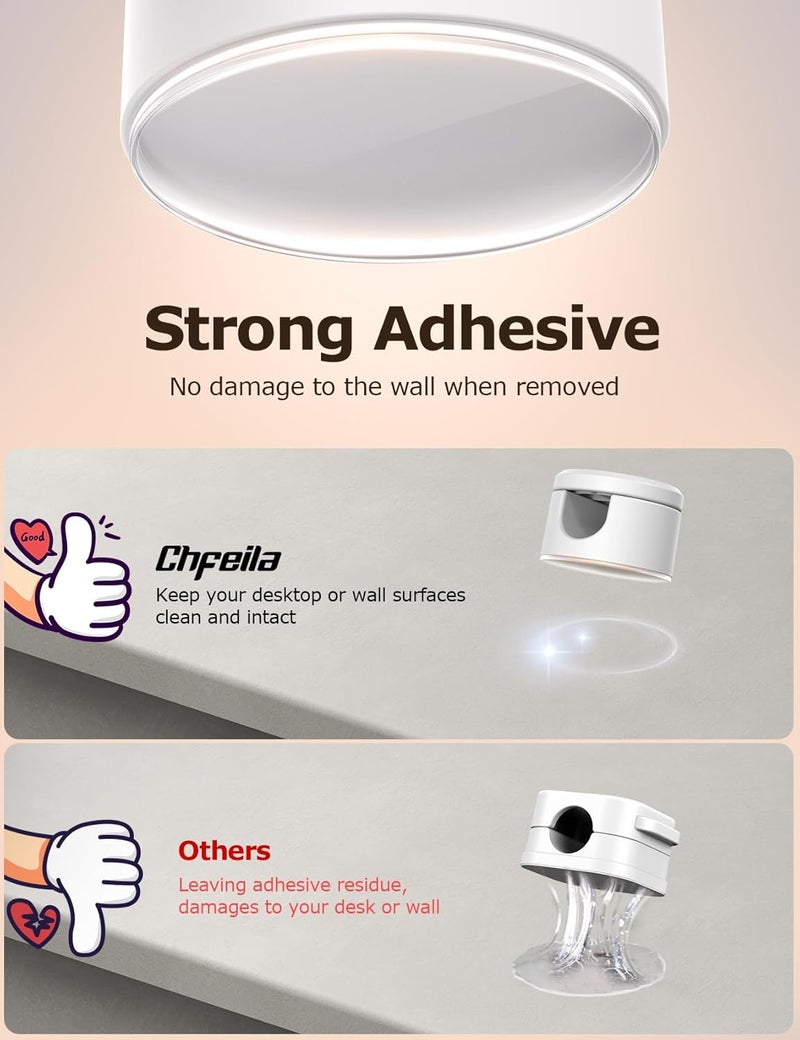 Chfeila 9 Pack Magnetic Cable Clips - [Upgraded Twist-Lock] Cord Organizer, [360°Rotating Lid] Cable Management, Adhesive Wire Holder for Home Office Desk Desktop Nightstand Car Table Wall (White) - Image 5